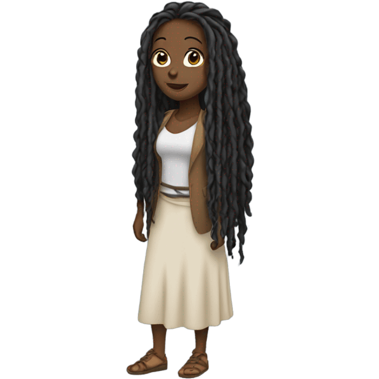 Black woman with long dread locs emoji