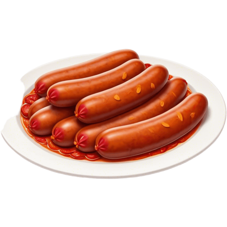 Cinematic Realistic Chorizo Dish Emoji, featuring spicy, robust sausage slices rendered with vivid textures and dynamic, appetizing lighting. emoji