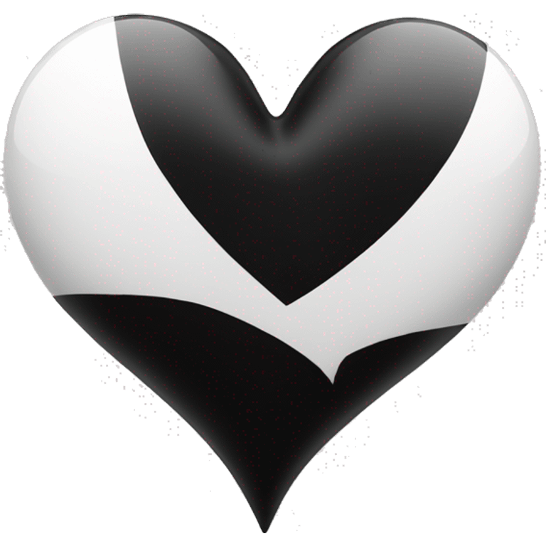 Half white half black heart where left half is white emoji