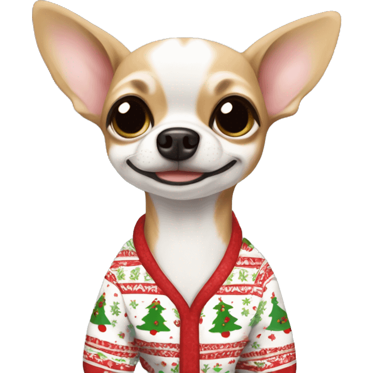 Chihuahua wearing Christmas pajamas ￼ emoji