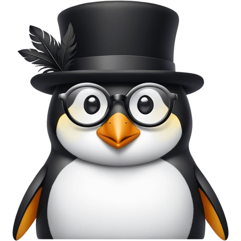 penguin with top hat and glasses emoji