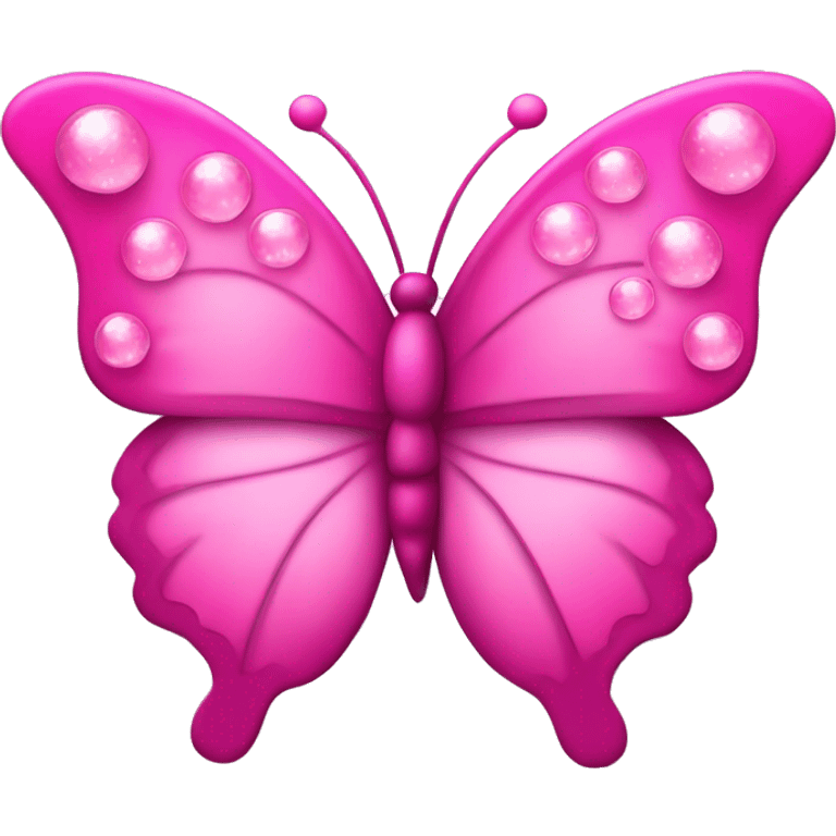 Pink butterfly with pink hearts and bubbles and sparkles  emoji