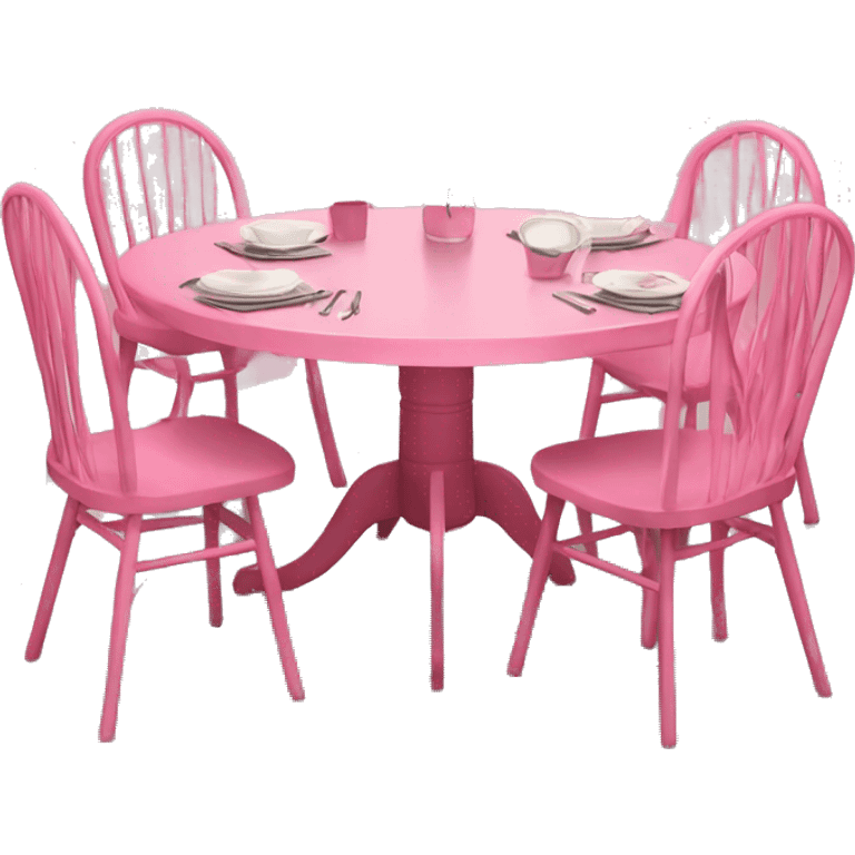 Realistic pink table with pink chairs  emoji