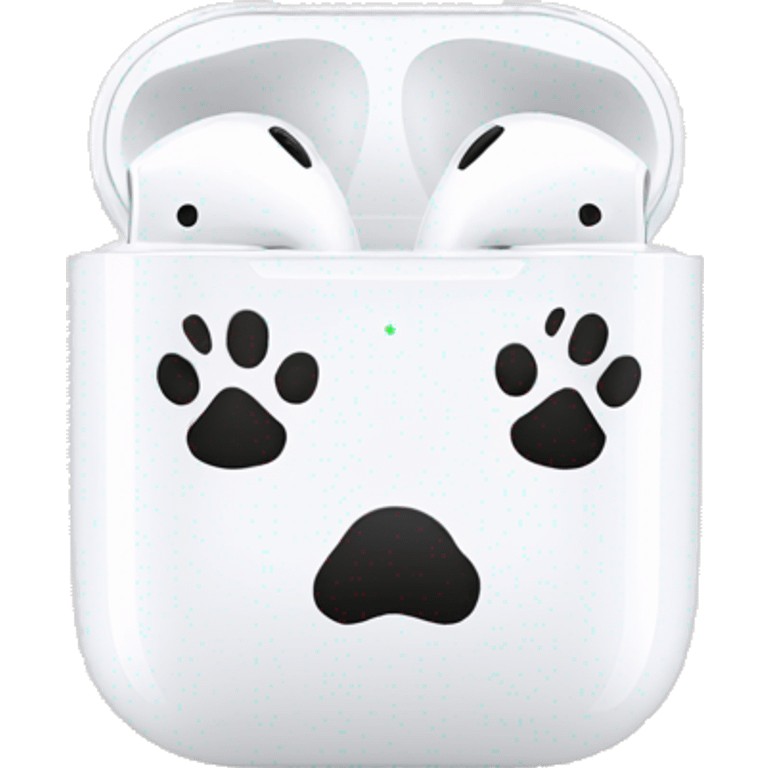 AirPods with paw print case emoji