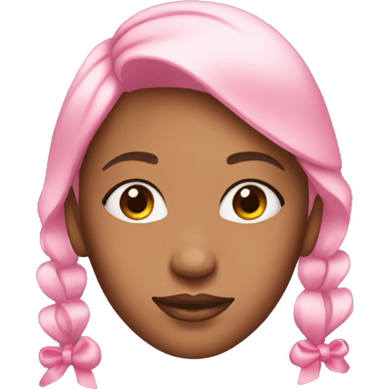 Woman that does her skincare with pink bow on her hair emoji