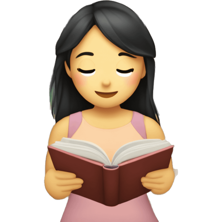 Chica asiática en una libreria leyendo meses a tu lado( el libro tiene que tener en la portada un atardecer con una chica besando a un chico ( emoji