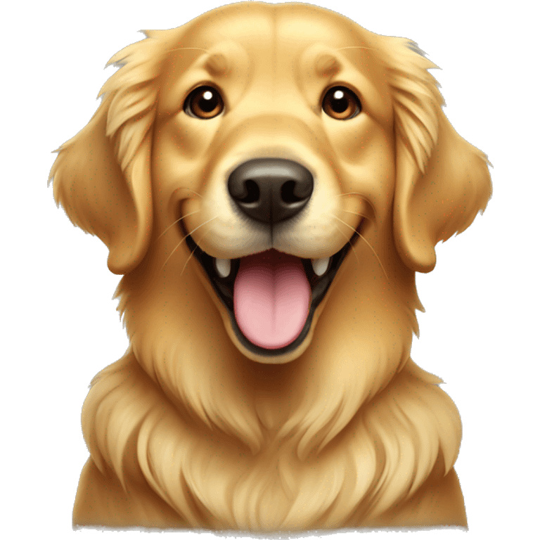 golden retriever with a big smile emoji