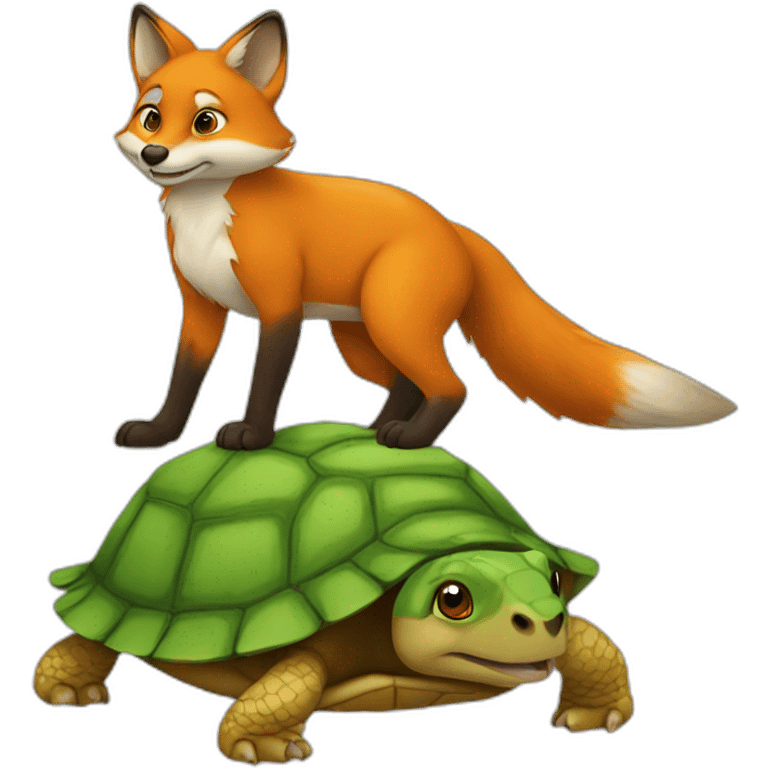 Renard sur une tortue emoji