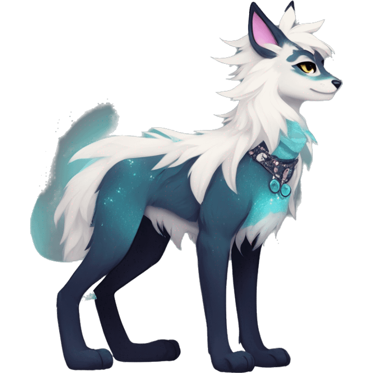 Cool cute Kawaii edgy fantasy animal sparkle fursona Fionbri by griffsnuff & LiLaiRa & Falvie full body emoji