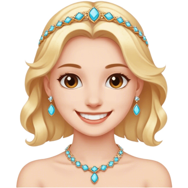 girl smiling with jewelry emoji