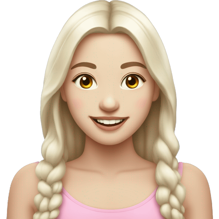 smiling slavic girl with white skin and pink light lips emoji