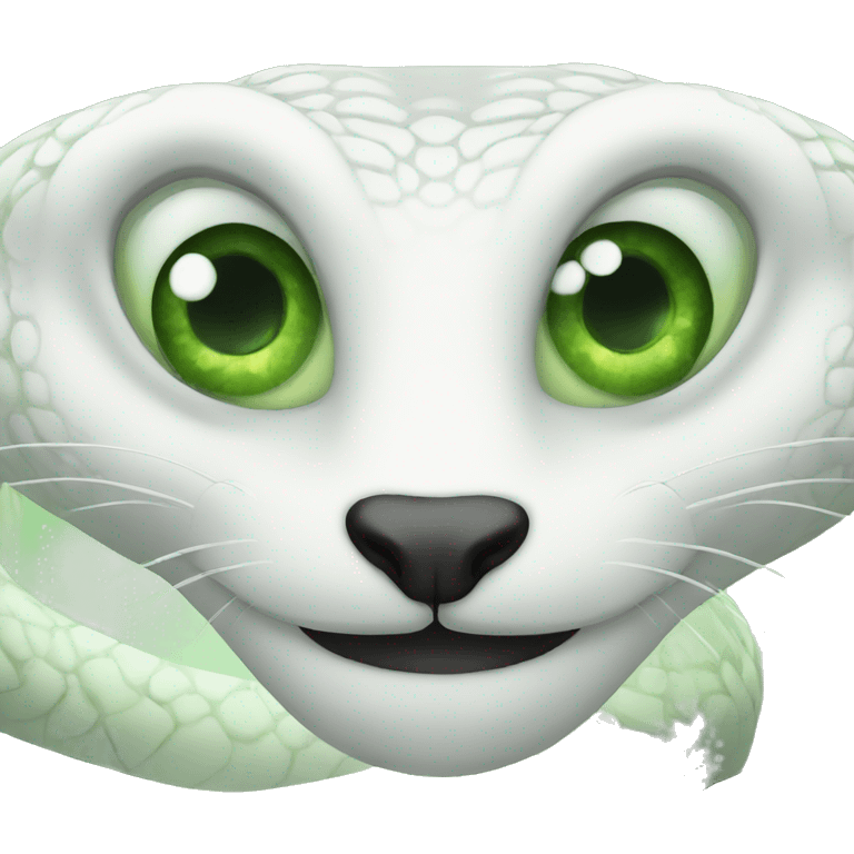 White snake with green eyes emoji