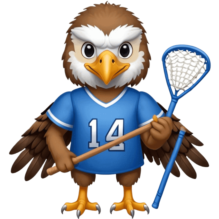 Eagle with lacrosse stick blue jersey emoji