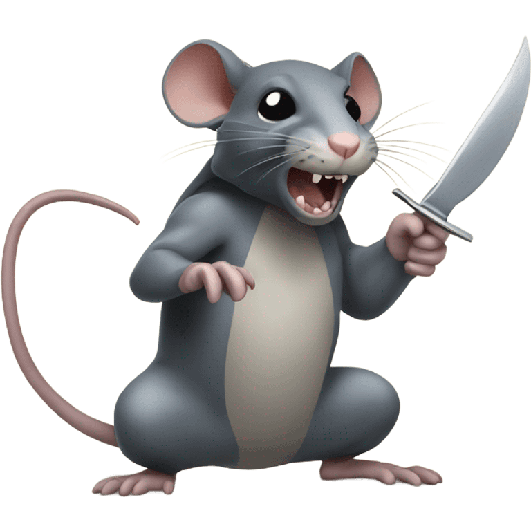 A rat fights a snake with a knife. emoji