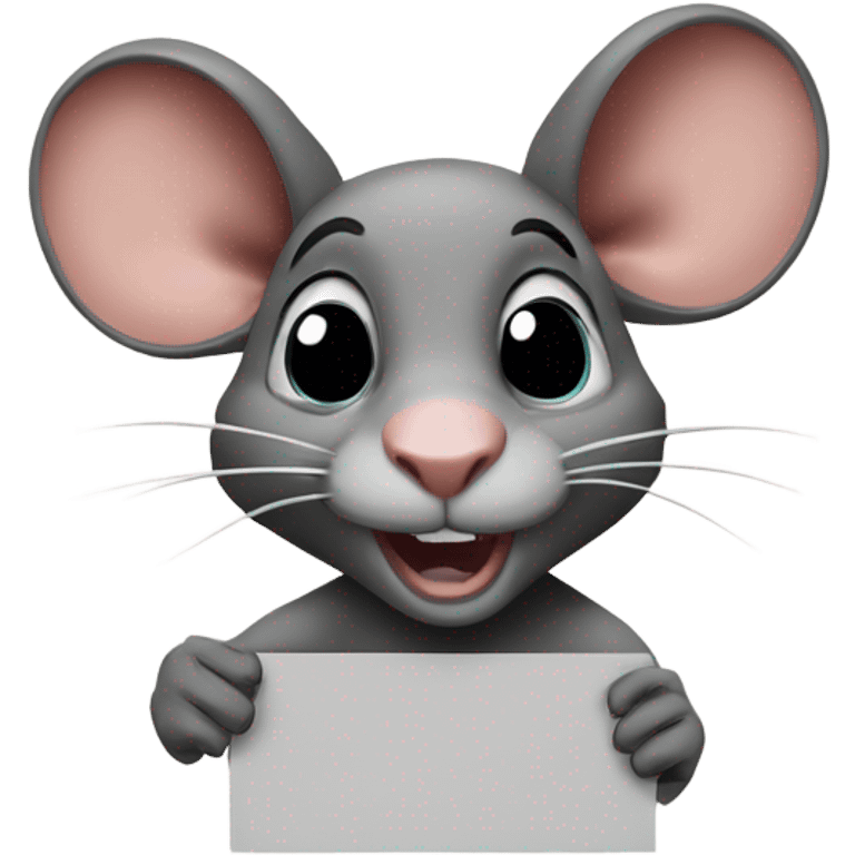 The rat is turned to the right and holds a sign with the inscription "ALINGHT" emoji