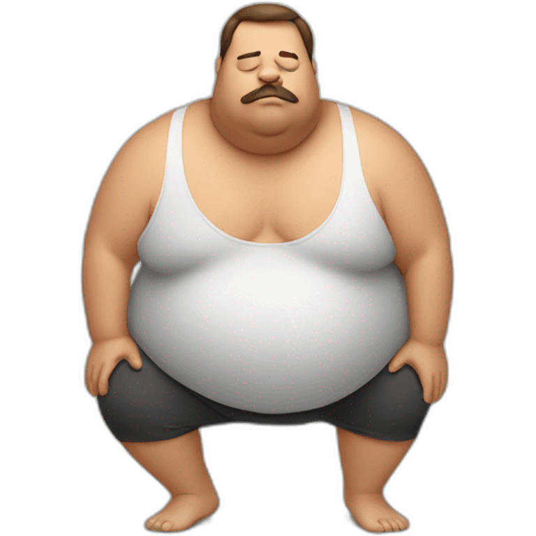 Obese man downward dog emoji