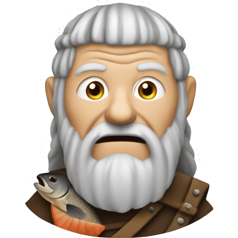 An elderly viking eatinf a fish emoji