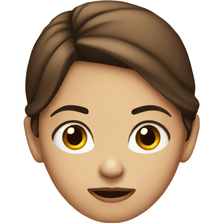 Girl with brown hair looking suspiciously with eyebrow raised emoji