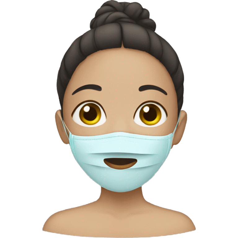 Girl doing face mask emoji