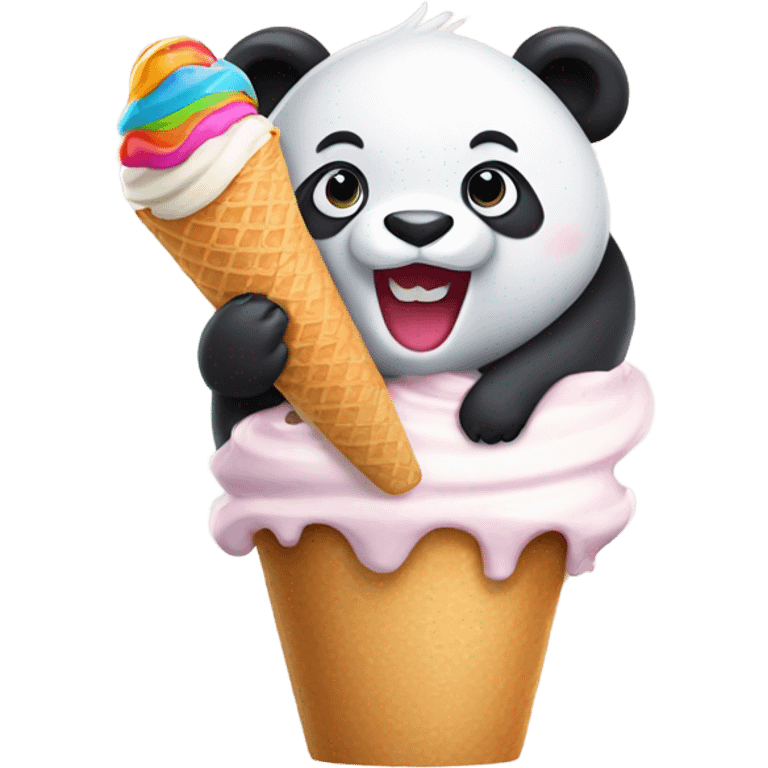 Panda eating ice cream emoji