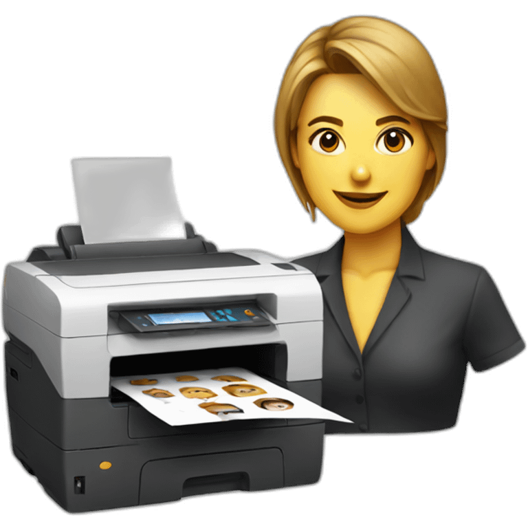 printer with face woman emoji