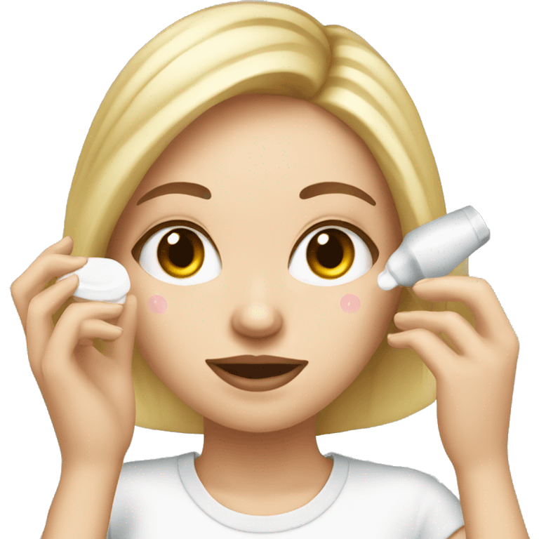 white girl applying cream on face emoji