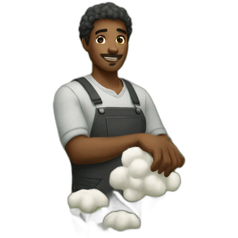 black man farming cotten emoji