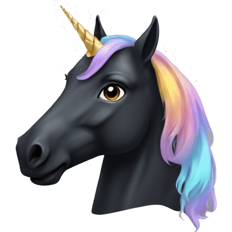 black horse with unicorn horn emoji