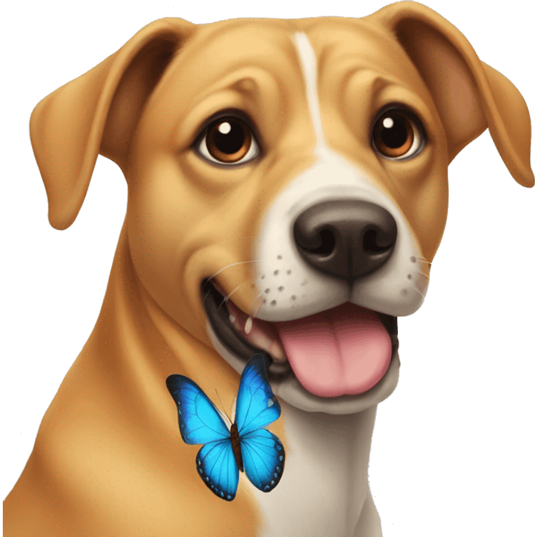 Dog with butterflie on a nose emoji