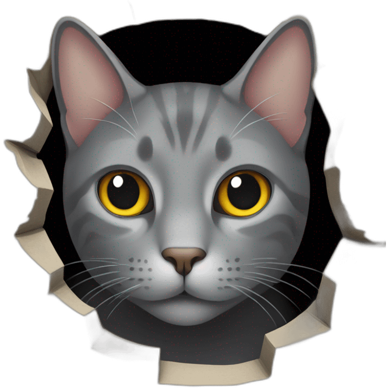 gray cat peaking out of hole emoji