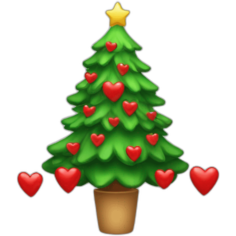 A christmas tree with hearts ornements emoji