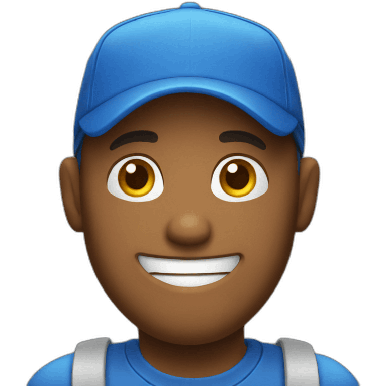 a men with a blue cap and shirt with the thumb up emoji