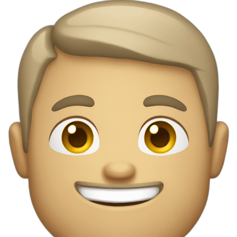 A person holding a box of wood with a beautiful smile will make any wooden product you want, he has a yellow food ball. Blue eyes and skin light beige hair dark color. emoji