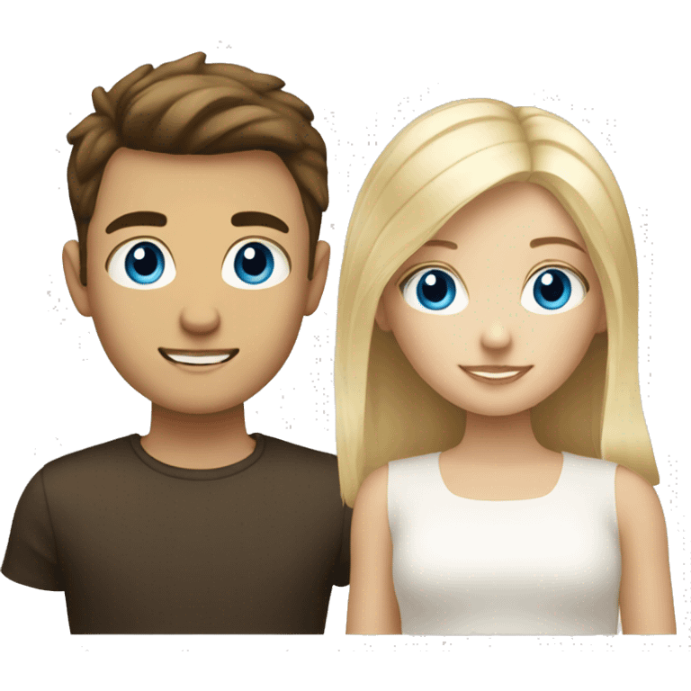 blonde girl with blue eyes and white boy with dark brown hair  emoji