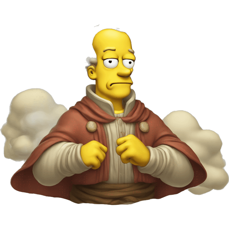 simpsons style classical astrologer shakes fist at cloud emoji