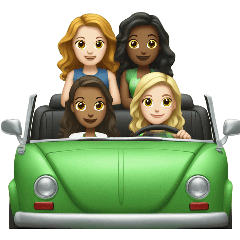 4 white girls in a green convertible vw  emoji