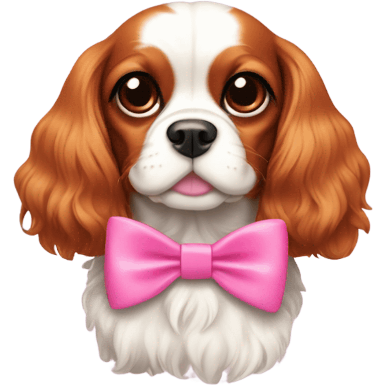 Cavalier King Charles spaniel with pink  emoji