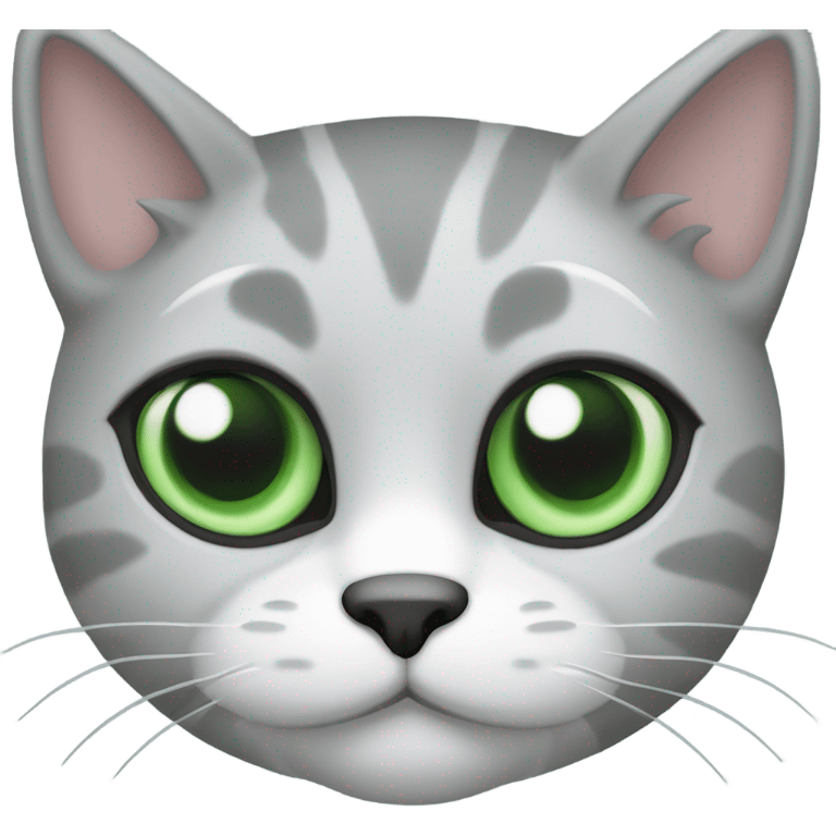 Gato gris con blanco con ojos verdes emoji