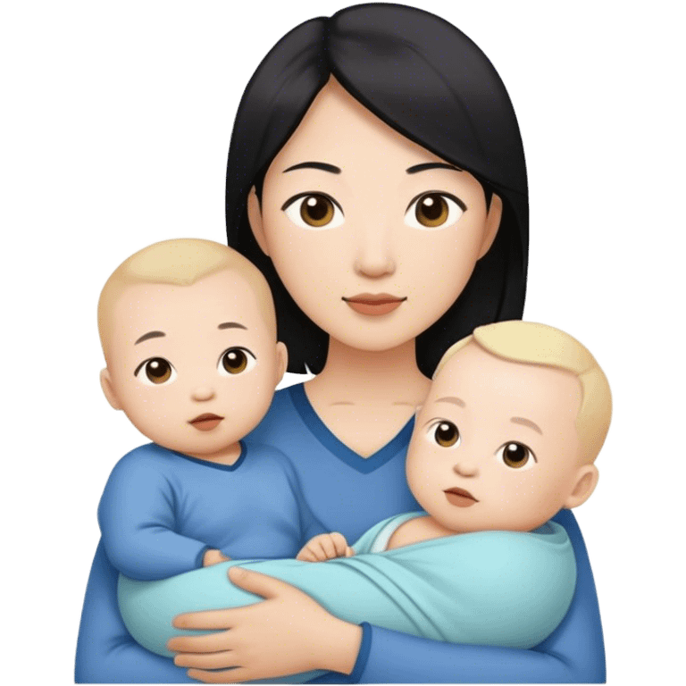 Asian mom, White dad with their baby boy emoji