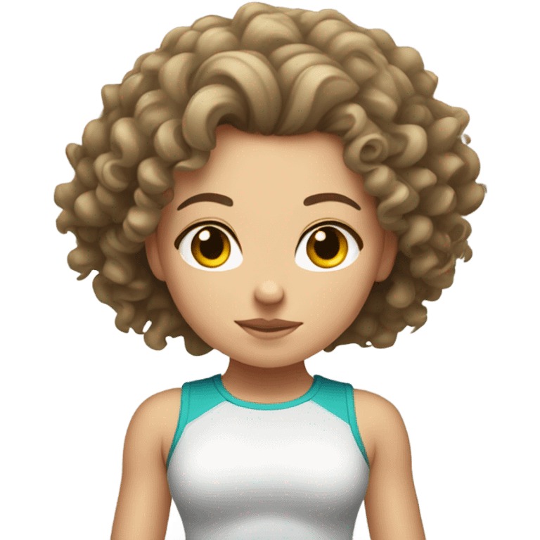 White Curly girl doing squats  emoji