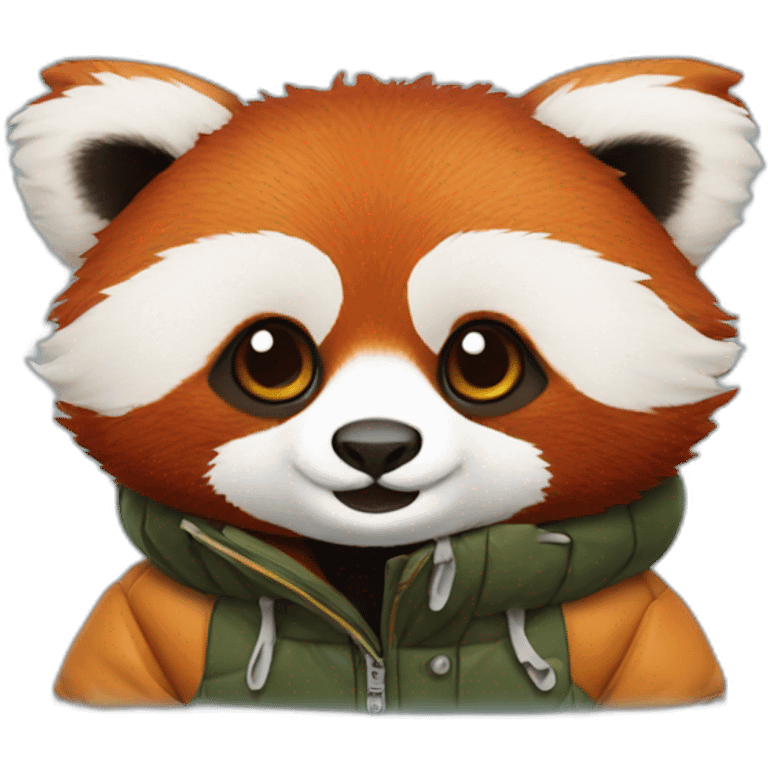 Red panda wearing puffer jacket emoji