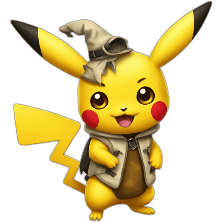 Pikachu with Halloween costume emoji