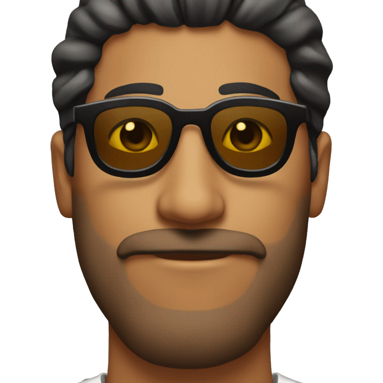 Brown man, with medium size beard, mans bun and sun glases emoji