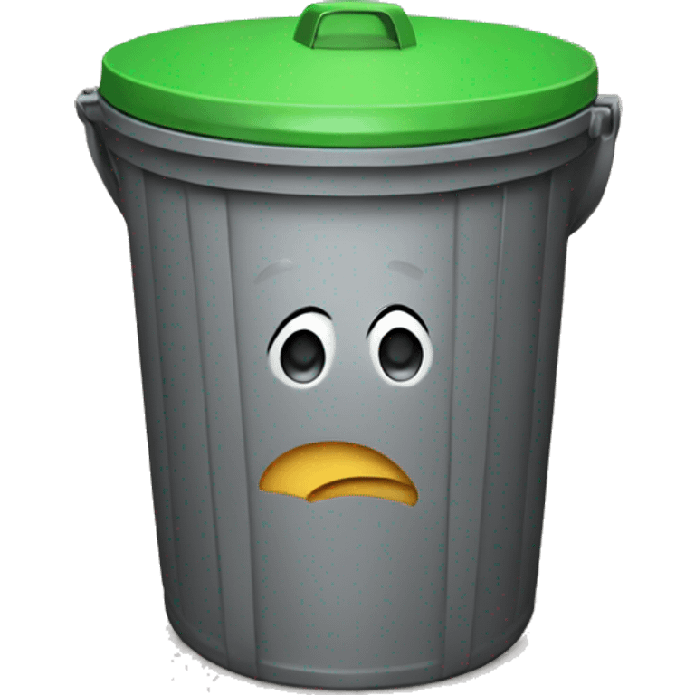 trash bin on sad emoji emoji