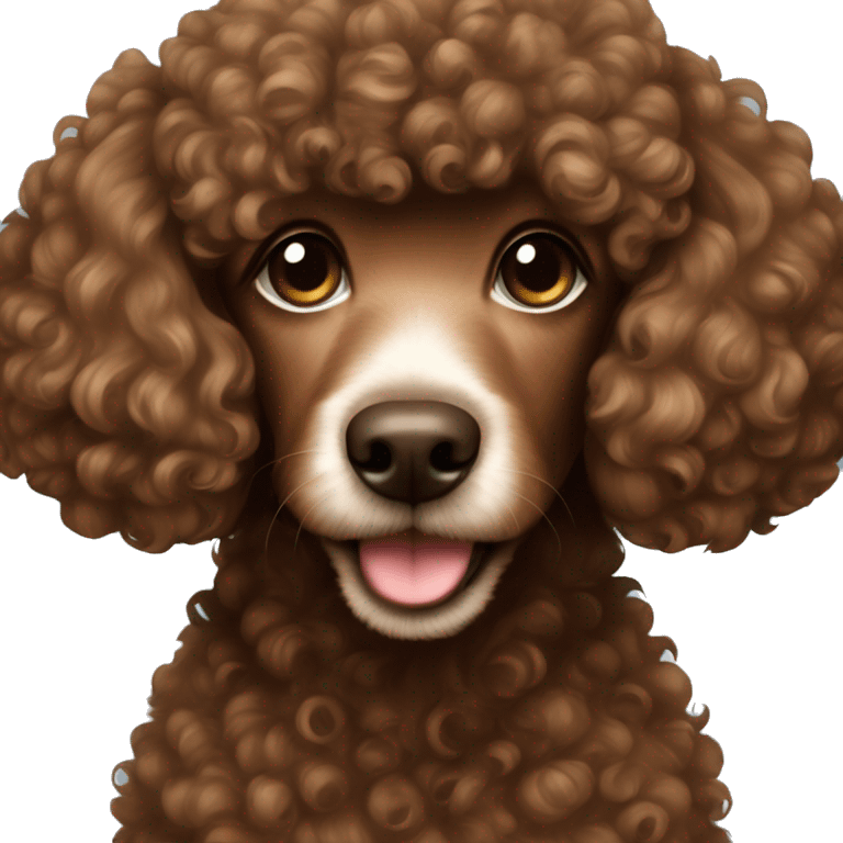 Brown poodle with a dark brown not curly hair girl emoji