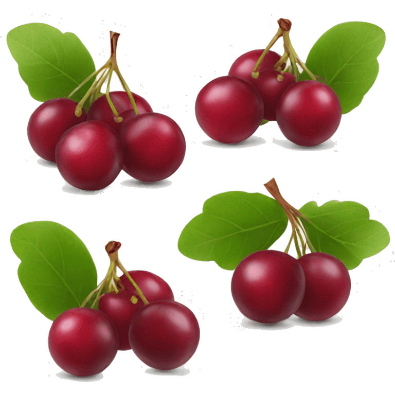 5 cranberries with leaves emoji