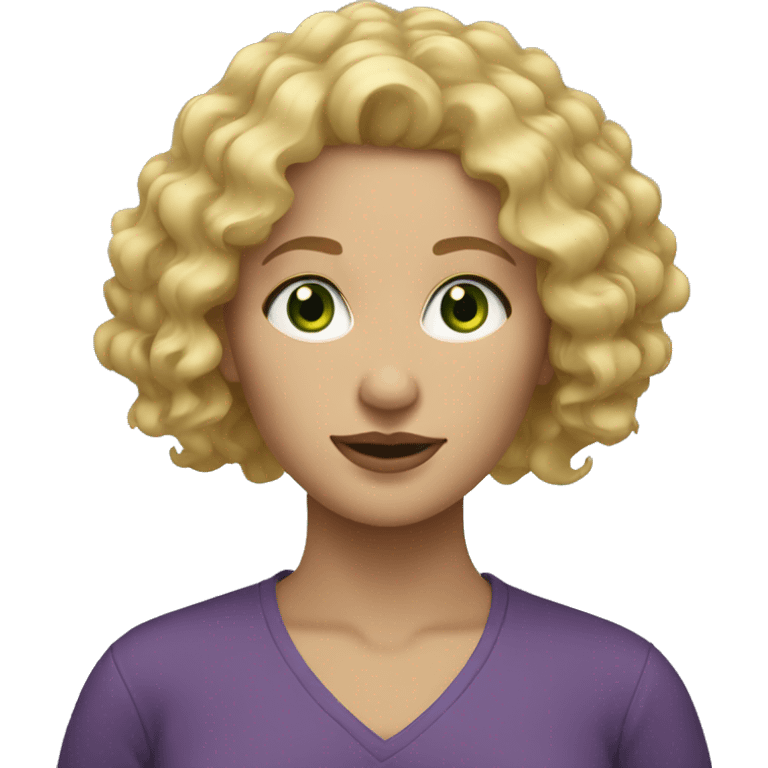 woman with blonde curly hair and green eyes emoji