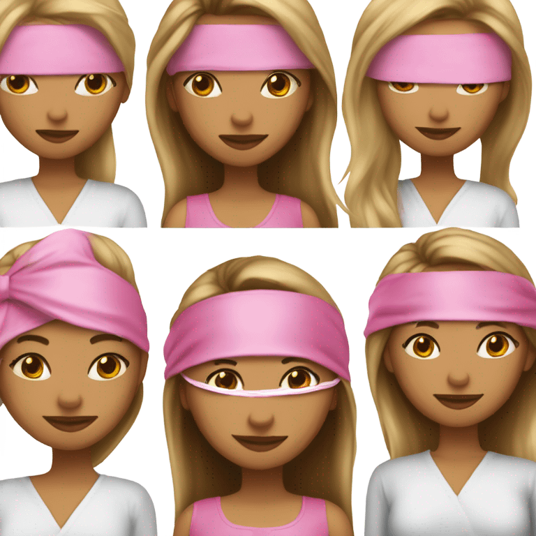 Medium skin girl  long straight hair Pink satin sleep mask emoji