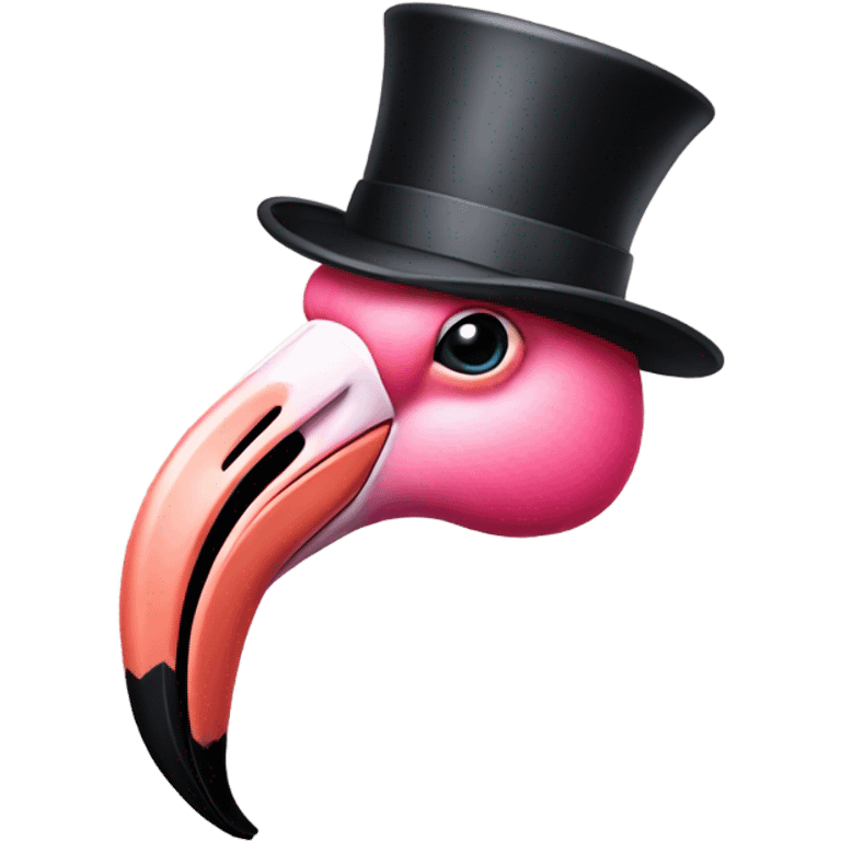 Flamingo in a top hat emoji