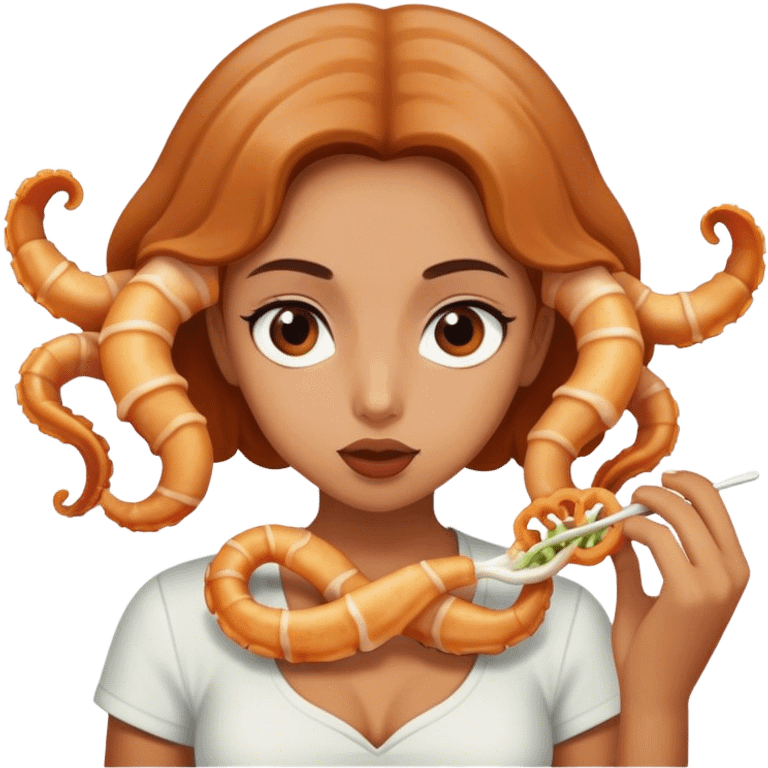 Make this girl eating calamari  emoji